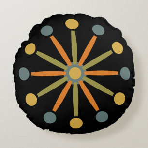 Mid Century Colourful Starburst Custom Colours SVG Round Cushion