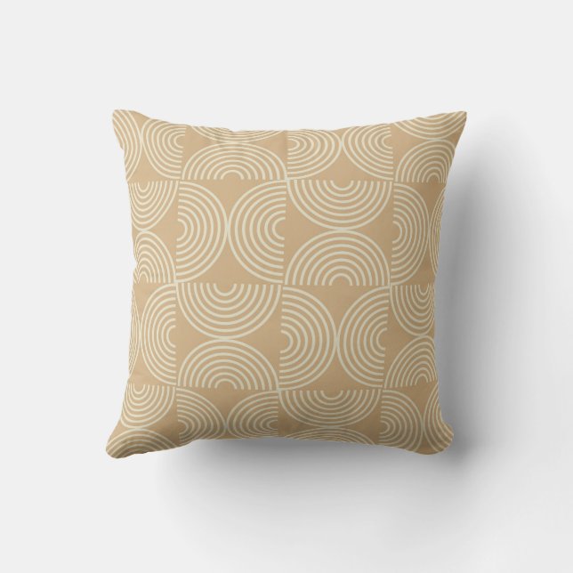 Mid Century Concentric Circles on neutral tan  Cushion (Back)