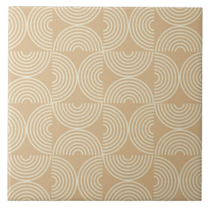 Mid Century Concentric Circles on neutral tan  Tile