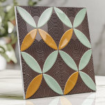 Mid-Century Crescent and Wave in Mint and Mustard Tile<br><div class="desc">Embrace atomic-era elegance with this mid-century design featuring overlapping crescent moon shapes, wave-inspired patterns, and subtle linear textures. Designed in retro mint green, bold mustard, and deep walnut brown, this piece brings vintage sophistication and energy to backsplashes, accent walls, or stylish interior décor. Its symmetrical layout and timeless colour palette...</div>