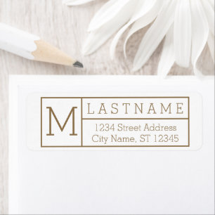 Mid Century Custom Family Name Gold Return Address