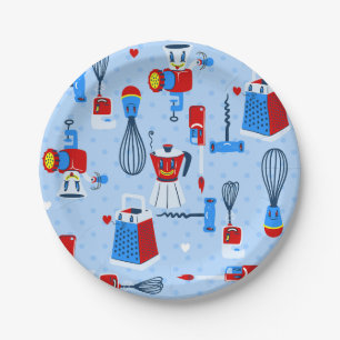 mid century cute kitchen cooking utensils retro paper plate