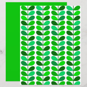 Mid Century Danish Leaves, Emerald and Lime Green 