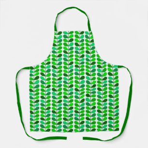 Mid Century Danish Leaves, Emerald and Lime Green Apron