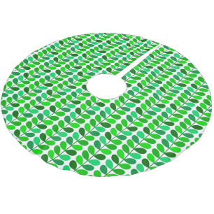 Mid Century Danish Leaves, Emerald and Lime Green Brushed Polyester Tree Skirt