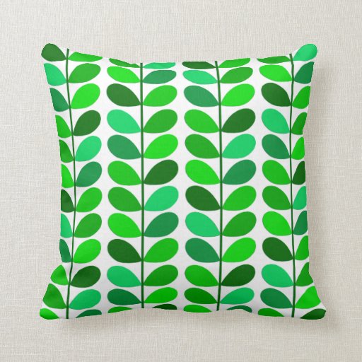 Image of Mid Century Danish Leaves, Emerald and Lime Green Cushion