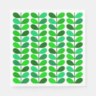 Mid Century Danish Leaves, Emerald and Lime Green Napkin