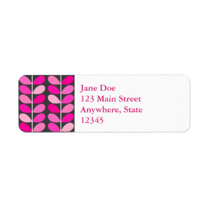 Mid Century Danish Leaves, Fuchsia Pink and Gray