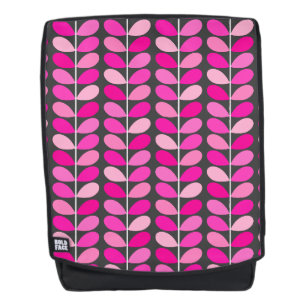 Mid Century Danish Leaves, Fuchsia Pink and Grey Backpack