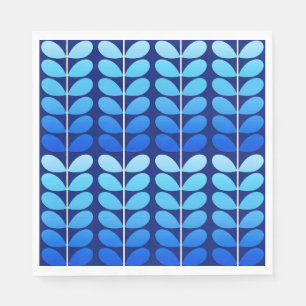 Mid Century Danish Leaves, Navy and Cobalt Blue Napkin