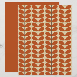 Mid Century Danish Leaves, Rust Brown and Beige