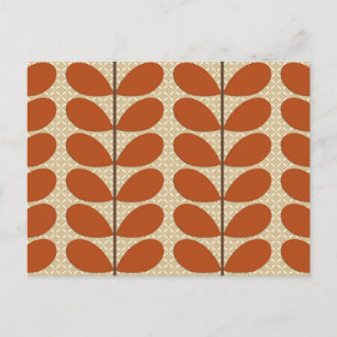 Mid Century Danish Leaves, Rust Brown and Beige Postcard