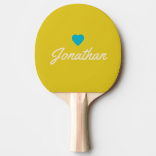 Mid-Century Dark Lemon Vintage BL Heart Signature Ping Pong Paddle
