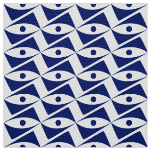 Mid-Century Delta Wings - navy and white Fabric