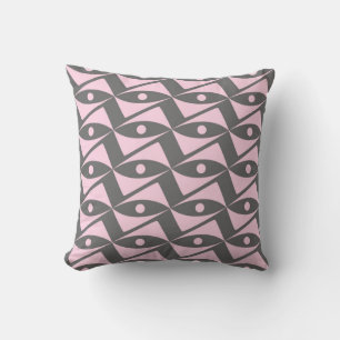 Mid-Century Delta Wings - pink and grey Cushion