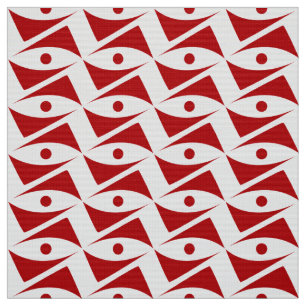 Mid-Century Delta Wings - red and white Fabric
