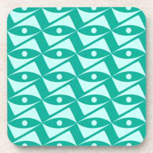 Mid-Century Delta Wings - turquoise & aqua Coaster