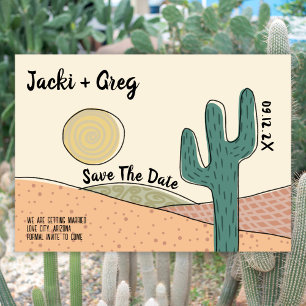 Mid Century Desert Cactus Save The Date Wedding  Invitation