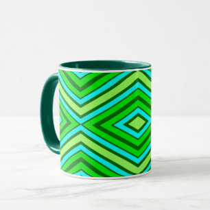 Mid Century Diamond Pattern Jade Green and Aqua   Mug