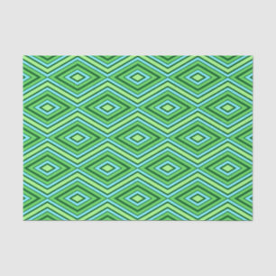 Mid Century Diamond Pattern Jade Green and Aqua   Tissue Paper