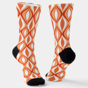 Mid-Century Diamond Pattern Orange and White  Socks