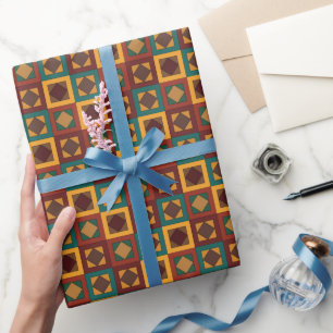 Mid Century Diamond Square Geometric Pattern Wrapping Paper