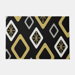 Mid Century Diamonds Black Gold Doormat