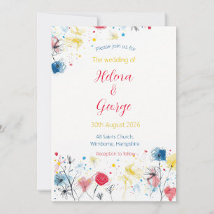 Mid century doodle - wedding invitation