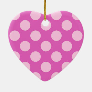 Mid-Century dots - fuchsia pink and coral Ceramic Tree Decoration