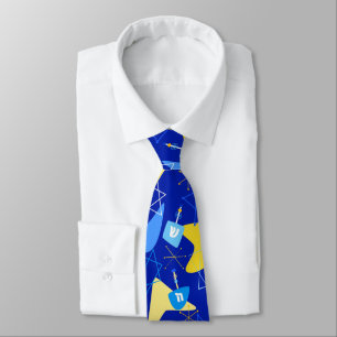 Mid-Century Dreidels Blue Tie