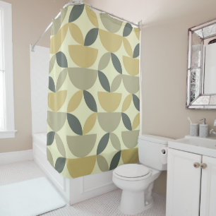 Mid Century Earth tone half Circles and shapes Shower Curtain