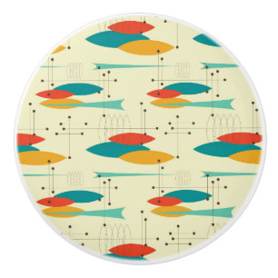 Mid century ellipse line design, quirky abstract ceramic knob