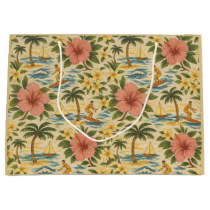Mid Century Faded Hawaiian Shirt Print  Large Gift Bag