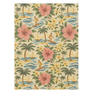 Mid Century Faded Hawaiian Shirt Print  Tablecloth
