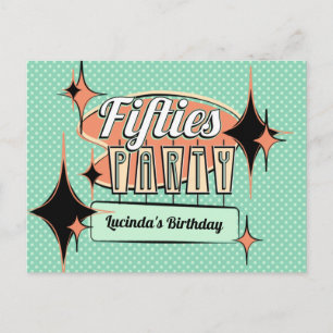 Mid-Century Fifties Party Invitation Postcard