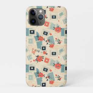 Mid Century Film Slide Coral Blue Floral iPhone 11 Pro Case
