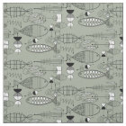 Mid-Century Fish Art Black White Green