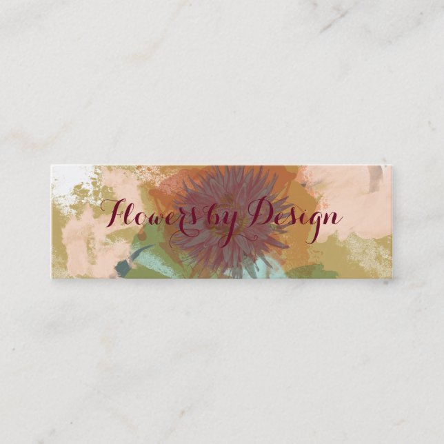 Mid Century Floral Abstract Blush Mint Green Gold Mini Business Card (Front)