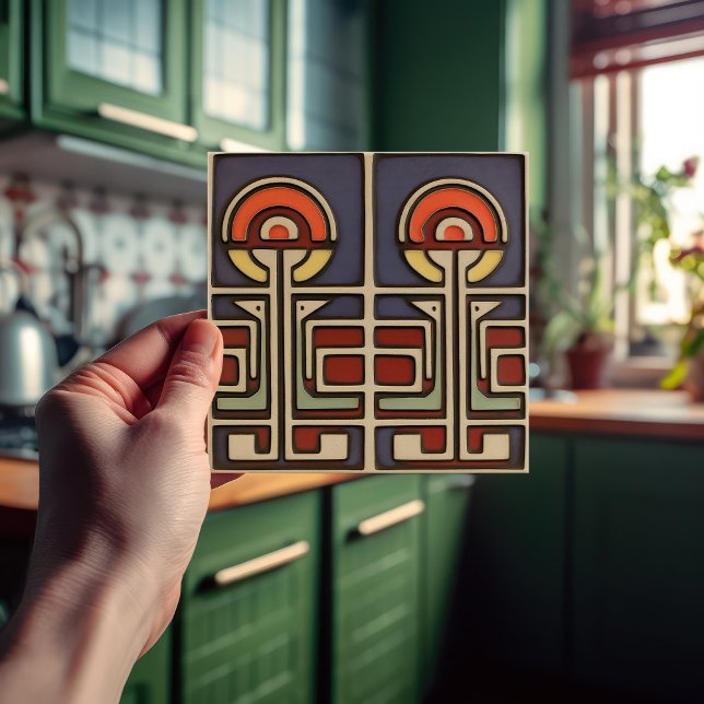 Mid-Century Flower Symmetry Arts Crafts Movement Tile (Creator Uploaded)