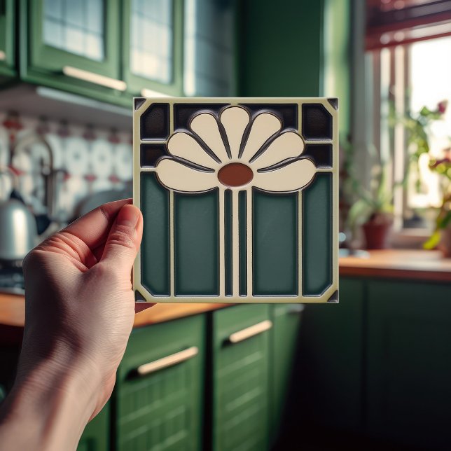 Mid-Century Flower Symmetry Arts Crafts Movement Tile (Creator Uploaded)