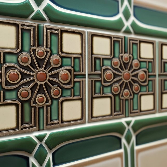 Mid-Century Flower Symmetry Arts Crafts Movement Tile (Creator Uploaded)