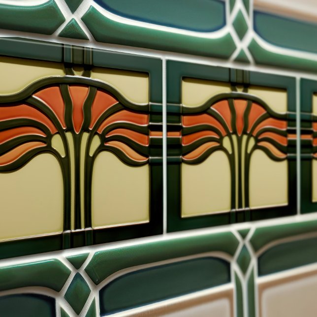 Mid-Century Flower Symmetry Arts Crafts Movement Tile (Creator Uploaded)