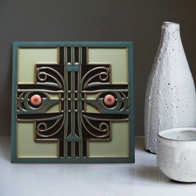 Mid-Century Flower Symmetry Arts Crafts Movement Tile (Creator Uploaded)