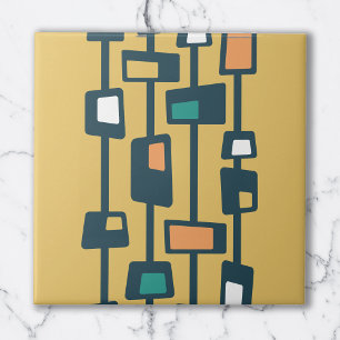 Mid Century Funky Blocks Yellow Tile