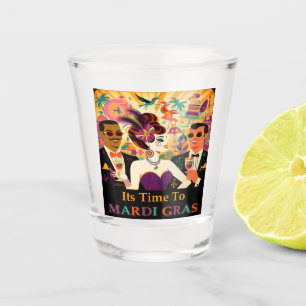 Mid Century Futuristic Mardi Gras Cocktail Party Shot Glass