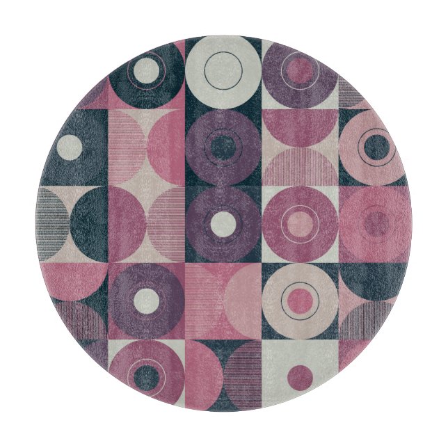Mid-century geometric: abstract colourful pattern cutting board (Front)