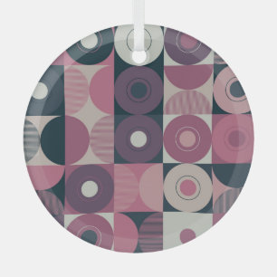 Mid-century geometric: abstract colourful pattern glass tree decoration