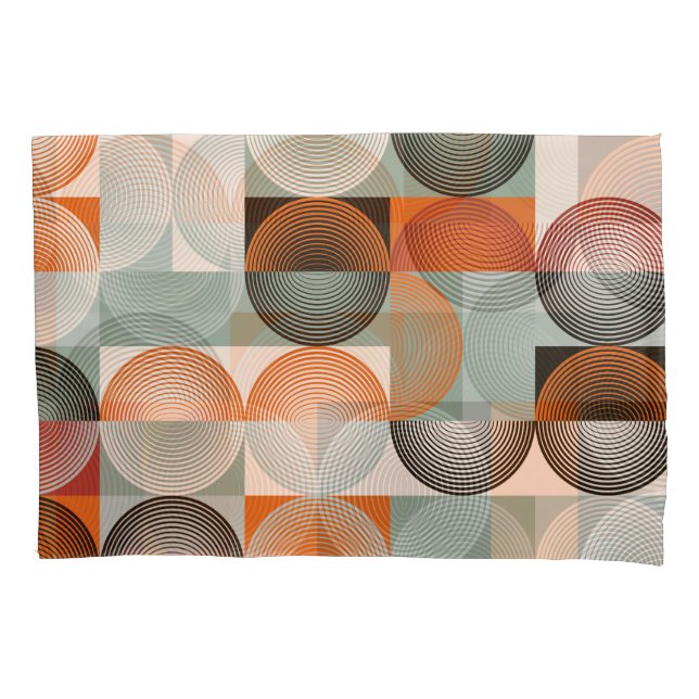 Mid-century geometric, abstract colourful pattern. pillowcase (Front)