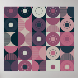 Mid-century geometric: abstract colourful pattern poster