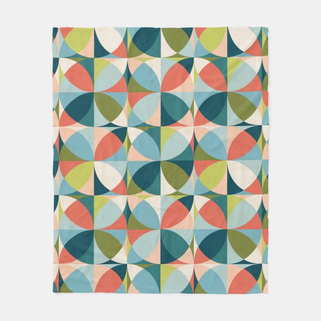 Mid-Century Geometric, Abstract Seamless Design. Fleece Blanket (Front)